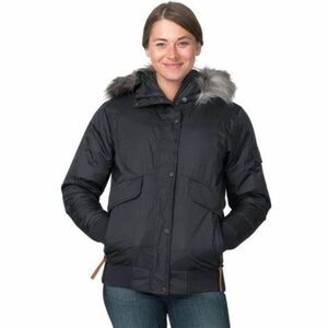 Basin and Range Sparrow Hawk Down Bomber Jacket Size Small Black Faux Fur Hood